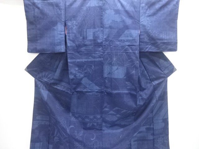 JAPANESE KIMONO / TSUMUGI / WOVEN CLASSICAL FLOWER 